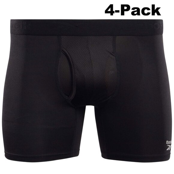 Reebok Men's Performance Boxer Brief BLACK 4-Pack - Picture 1 of 4